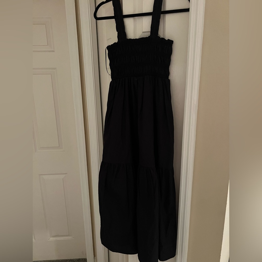 Black French Connection smocked midi dress